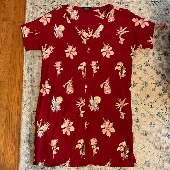Madewell Red Tropical Print Floral Dress Medium - Picture 5 of 15